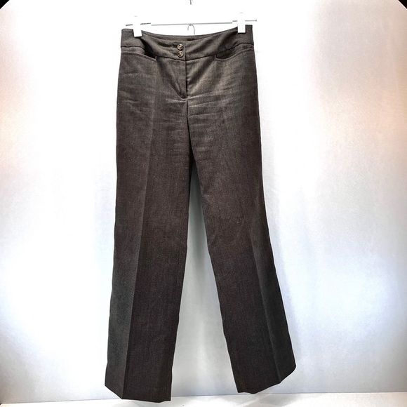 Ann Taylor Signature Fit Just Below Waist Dark Brown Chevron  2P Career Preppy - Picture 1 of 7